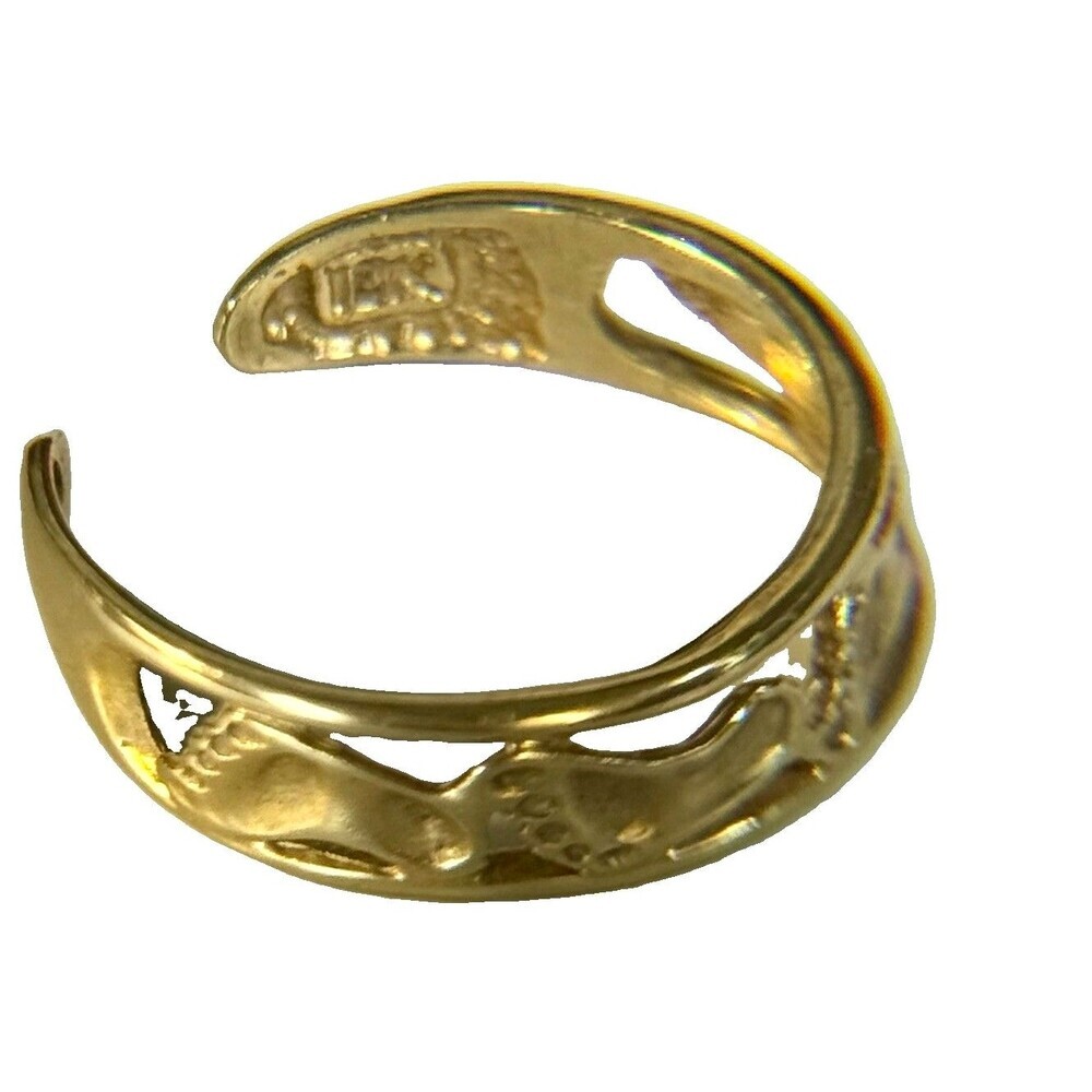 Signed JCM 14K Solid Gold Baby Footprint Cutout Toe / Midi Ring (1.00g) - Picture 2 of 12